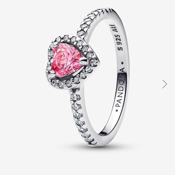 Heart-Shaped Pink and Silver Ring - Picture 2 of 2